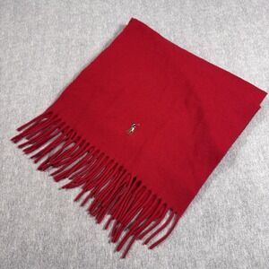 POLO RALPH LAUREN Signature Italian Wool Red Scarf with Pony